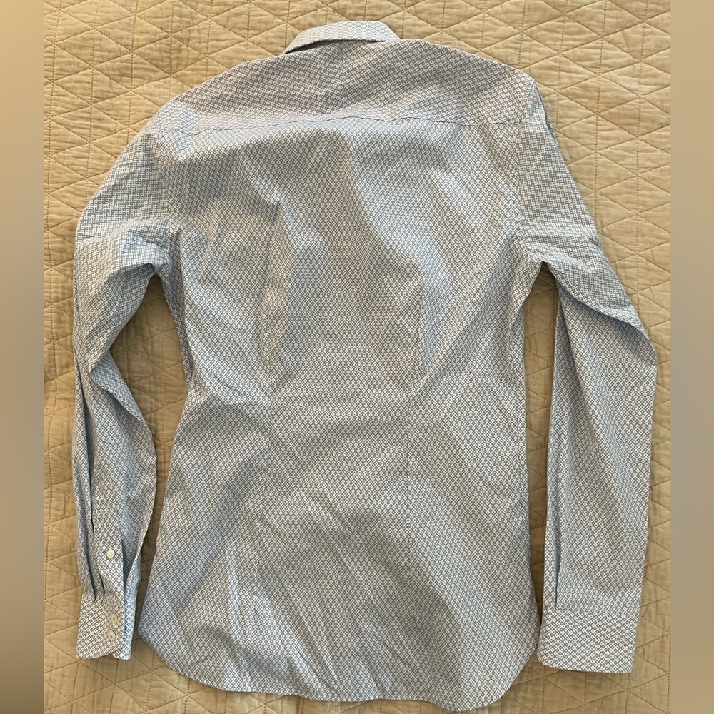 TED BAKER Endurance Print Contrast Placket Sport Shirt in Blue Size 14.5 $165 - Picture 8 of 8